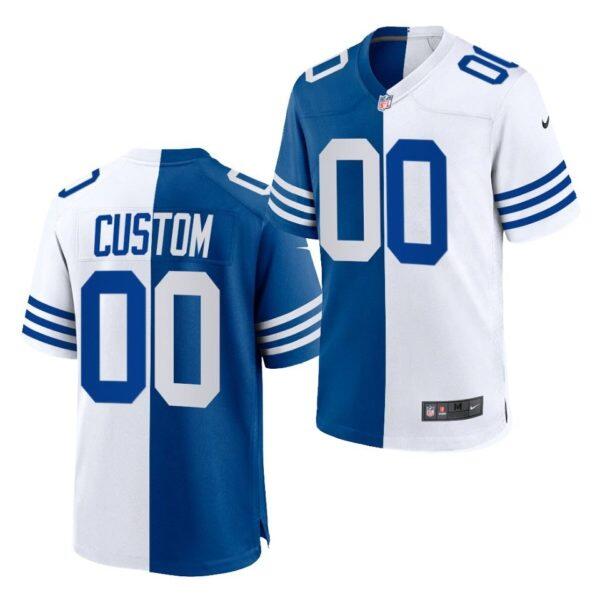 Indianapolis Colts Custom Blue White Split Limited Stitched Jersey