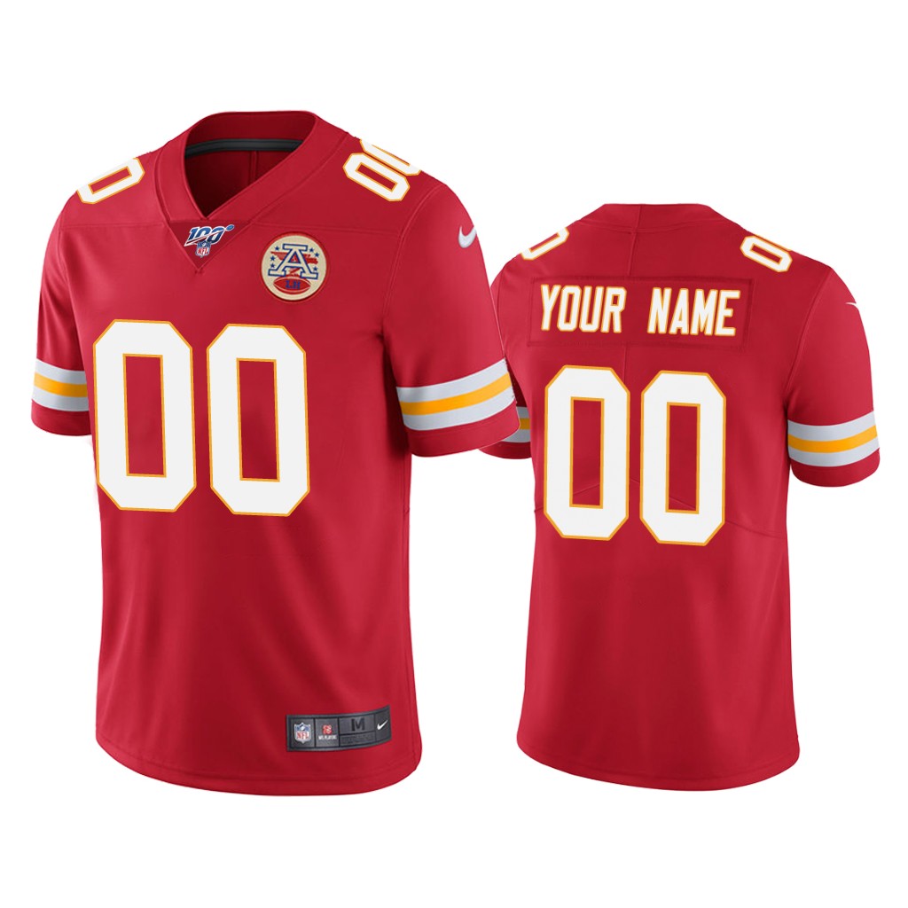 Kansas City Chiefs Customized Red Team Color Vapor Untouchable Limited Stitched NFL 100th Season Jersey