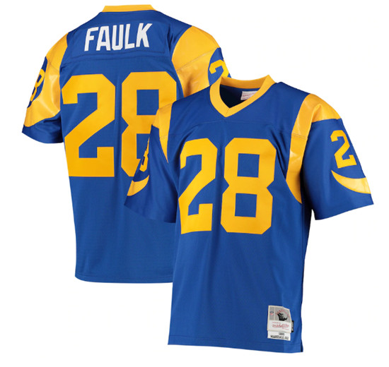 Los Angeles Rams Customized Blue Mitchell Ness Stitched Jersey