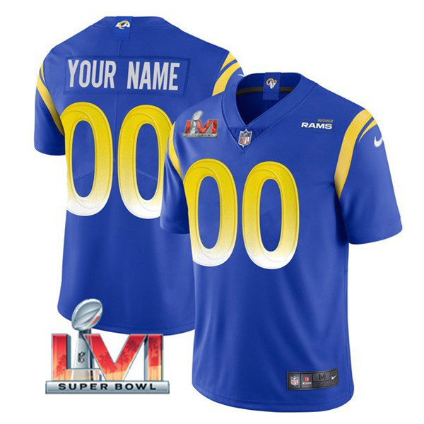 Los Angeles Rams Customized Custom 2022 Royal Super Bowl LVI Vapor Limited Stitched Jersey