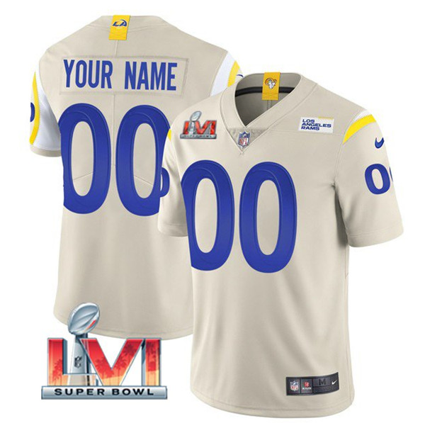 Los Angeles Rams Customized Custom 2022 Bone Super Bowl LVI Vapor Limited Stitched Jersey