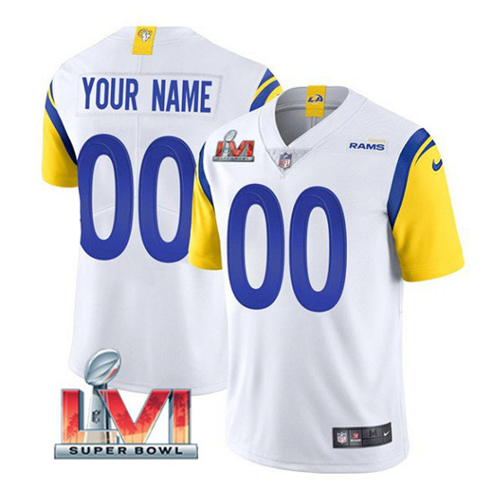 Los Angeles Rams Customized Custom 2022 White Super Bowl LVI Vapor Limited Stitched Jersey