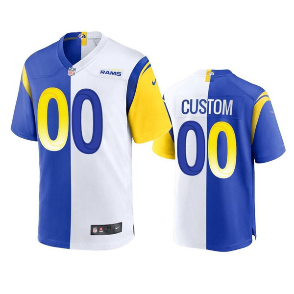 Los Angeles Rams Customized Custom Royal White Split Stitched Football Jersey