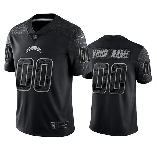 Los Angeles Chargers Customized Custom Black Reflective Limited Stitched Football Jersey