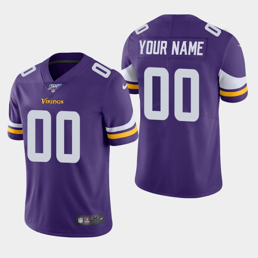 Minnesota Vikings Customized Purple Team Color Vapor Untouchable Limited Stitched NFL 100th Season Jersey
