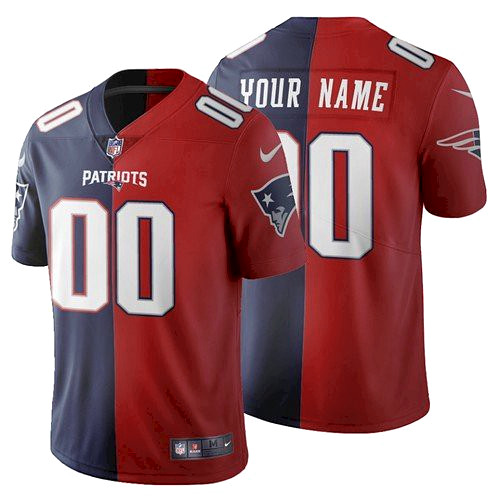 New England Patriots Customized Navy And Red Vapor Untouchable Stitched Limited NFL Jersey