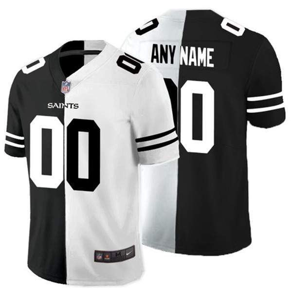 New Orleans Saints Custom Black White Split Limited Stitched Jersey