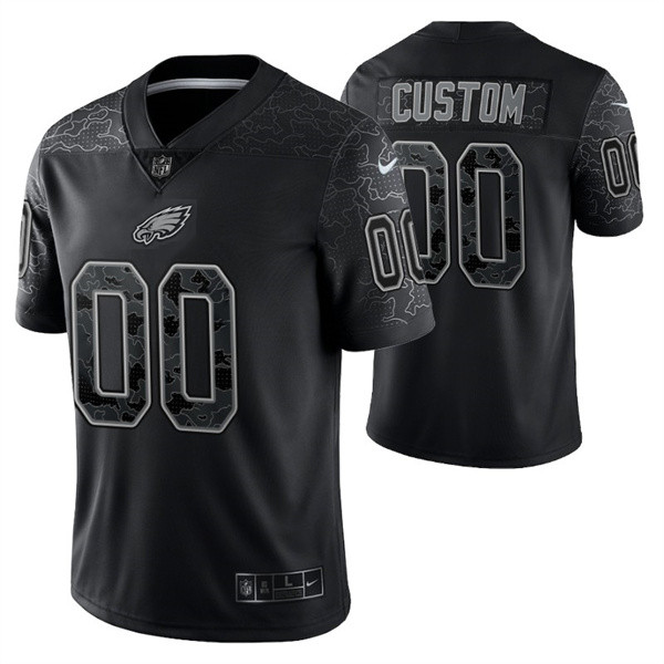 Philadelphia Eagles Customized Black Reflective Limited Stitched Jersey