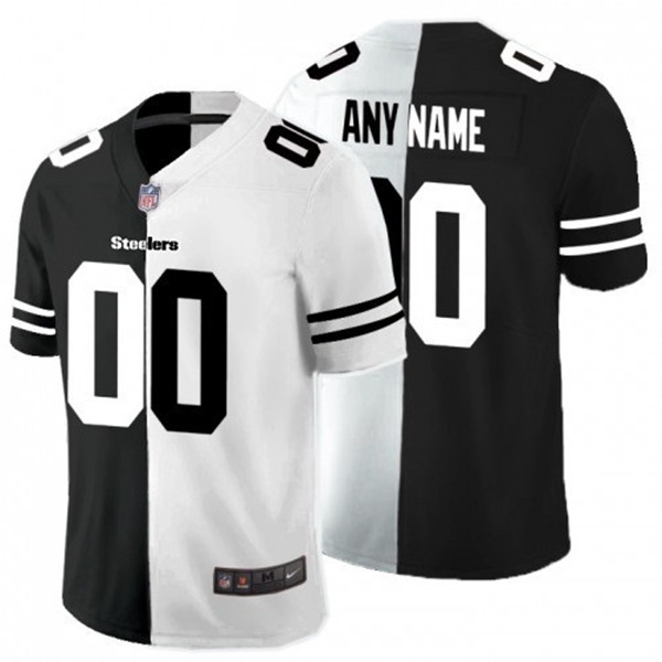 Pittsburgh Steelers Custom Black White Split Limited Stitched Jersey