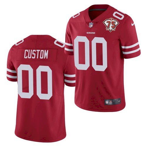 San Francisco 49ers Customized 2021 Red With 75th Anniversary Patch Limited Stitched Limited Jersey