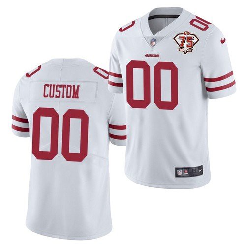 San Francisco 49ers Customized 2021 White With 75th Anniversary Patch Limited Stitched Limited Jersey