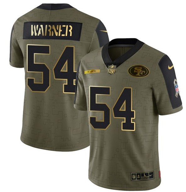 San Francisco 49ers Customized Olive Salute To Service Golden Limited Stitched Jersey