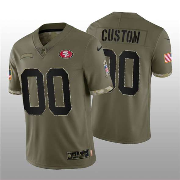 San Francisco 49ers Customized Custom 2022 Olive Salute To Service Limited Stitched Jersey