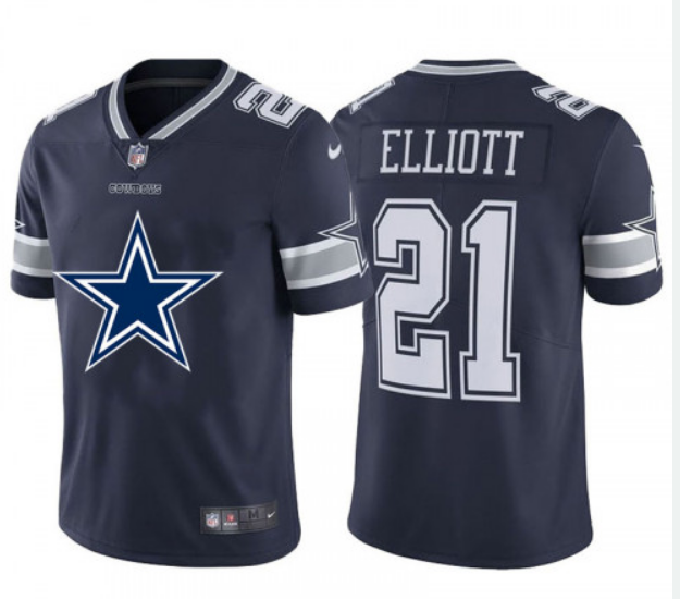 Dallas Cowboys #21 Ezekiel Elliott Navy 2020 Team Big Logo Limited Stitched Jersey