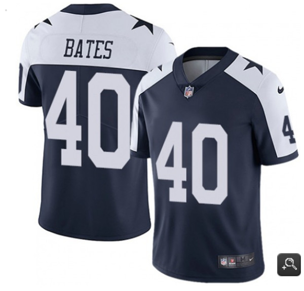 Dallas Cowboys # 40 William Frederick Bates Navy Stitched Jersey