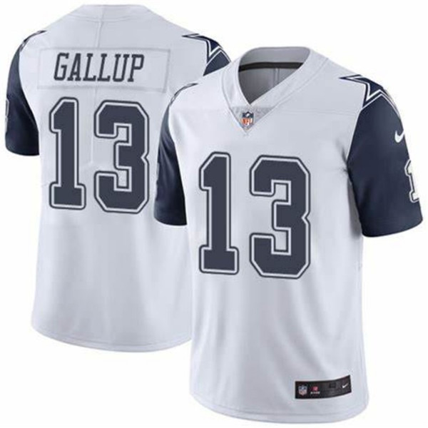 Dallas Cowboys # 13 Michael Gallup White Color Rush Limited Stitched Jersey