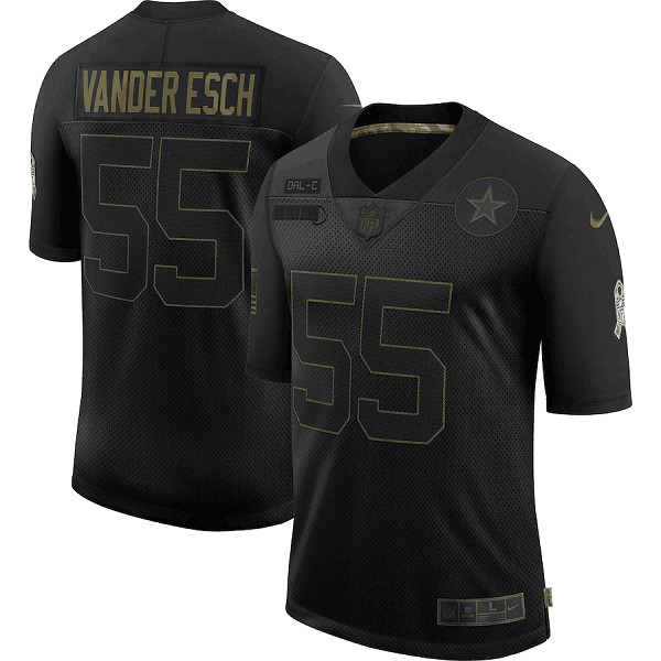 Dallas Cowboys #55 Leighton Vander Esch 2020 Black Salute To Service Limited Stitched Jersey