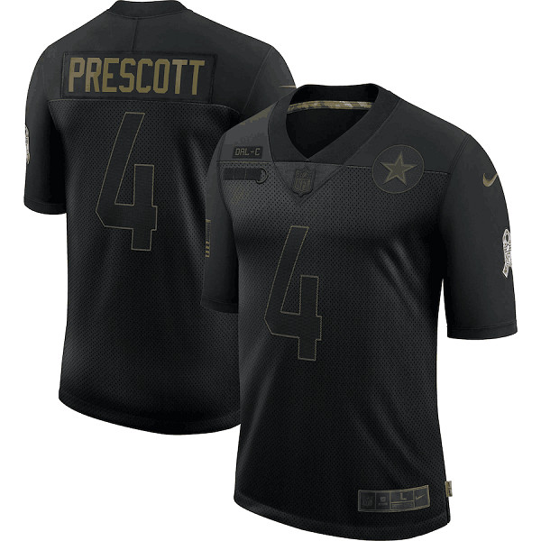 Dallas Cowboys #4 Dak Prescott 2020 Black Salute To Service Limited Stitched Jersey
