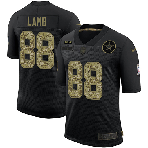 Dallas Cowboys #88 CeeDee Lamb 2020 Black Camo Salute To Service Limited Stitched Jersey