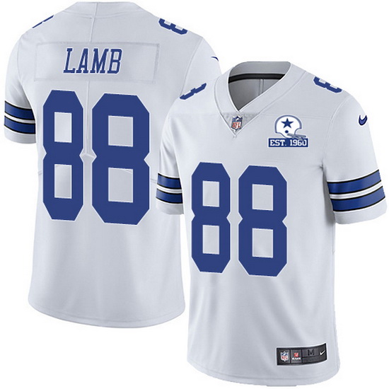 Dallas Cowboys #88 CeeDee Lamb White With Est 1960 Patch Limited Stitched Jersey