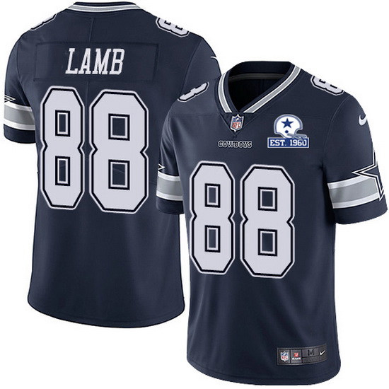 Dallas Cowboys #88 CeeDee Lamb Navy With Est 1960 Patch Limited Stitched Jersey