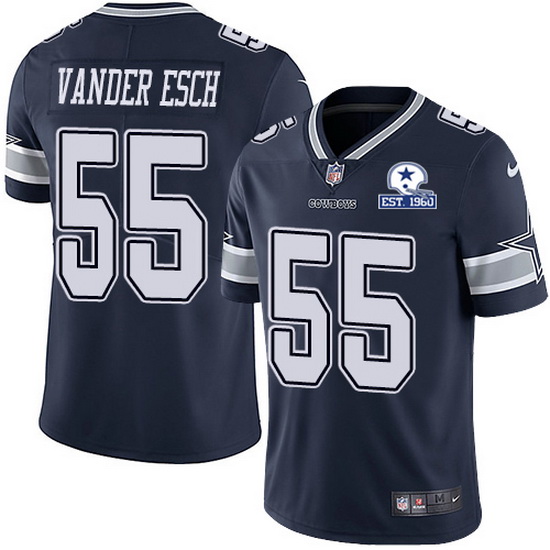 Dallas Cowboys #55 Leighton Vander Esc Navy With Est 1960 Patch Limited Stitched Jersey