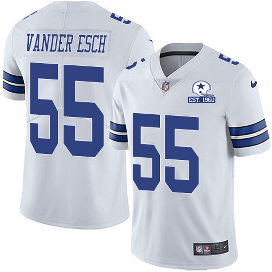 Dallas Cowboys #55 Leighton Vander Esc White With Est 1960 Patch Limited Stitched Jersey