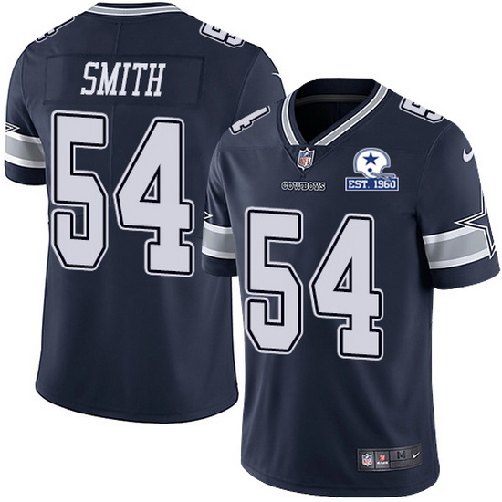 Dallas Cowboys #54 Jaylon Smith Navy With Est 1960 Patch Limited Stitched Jersey