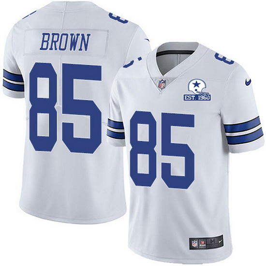 Dallas Cowboys #85 Noah Brown White With Est 1960 Patch Limited Stitched Jersey