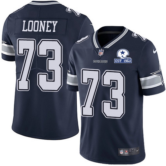 Dallas Cowboys #73 Joe Looney Navy With Est 1960 Patch Limited Stitched Jersey