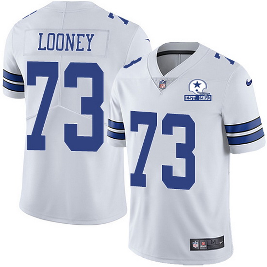 Dallas Cowboys #73 Joe Looney White With Est 1960 Patch Limited Stitched Jersey