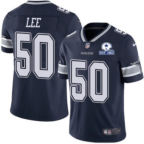 Dallas Cowboys #50 Sean Lee Navy With Est 1960 Patch Limited Stitched Jersey