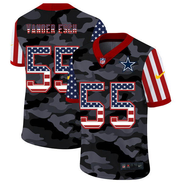 Dallas Cowboys #55 Leighton Vander Esc 2020 Camo USA Flag Limited Stitched Jersey