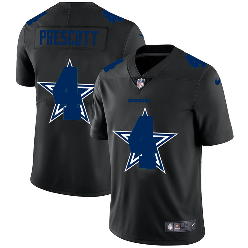 Dallas Cowboys #4 Dak Prescott Black Shadow Logo Limited Stitched Jersey
