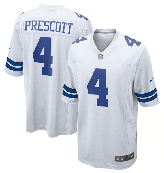 Dallas Cowboys #4 Dak Prescott White Stitched Game Jersey
