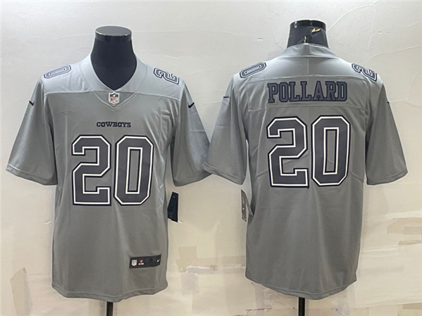 Dallas Cowboys #20 Tony Pollard Gray Atmosphere Fashion Stitched Jersey