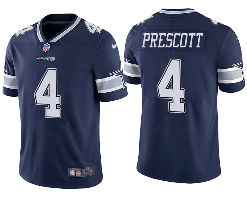 Dallas Cowboys #4 Dak Prescott Navy Blue Team Color Stitched Vapor Untouchable Limited Nike Jersey