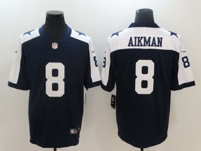 Dallas Cowboys #8 Troy Aikman Navy Blue Thanksgiving Vapor Untouchable Throwback Limited Stitched Nike Jersey