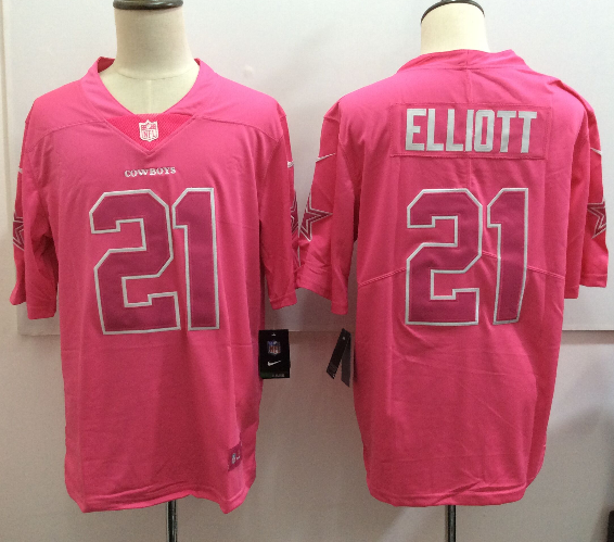 Dallas Cowboys #21 Ezekiel Elliott Pink Limited Rush Stitched Nike Jersey