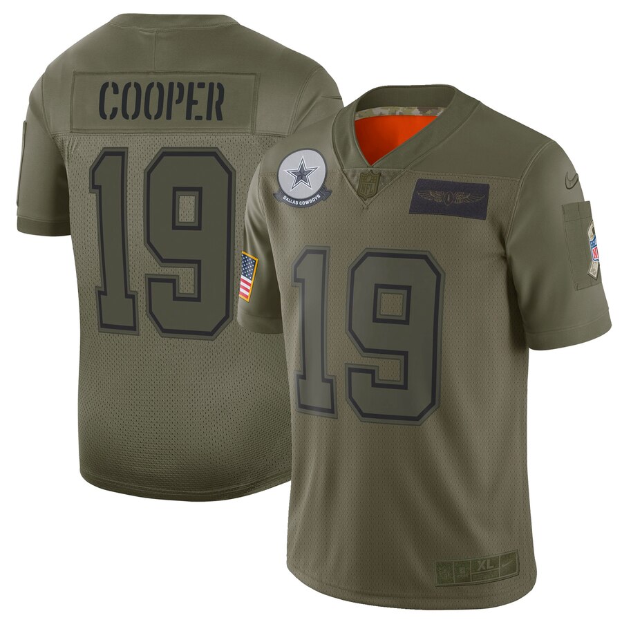 Dallas Cowboys #19 Amari Cooper 2019 Camo Salute To Service Limited Stitched Jersey.