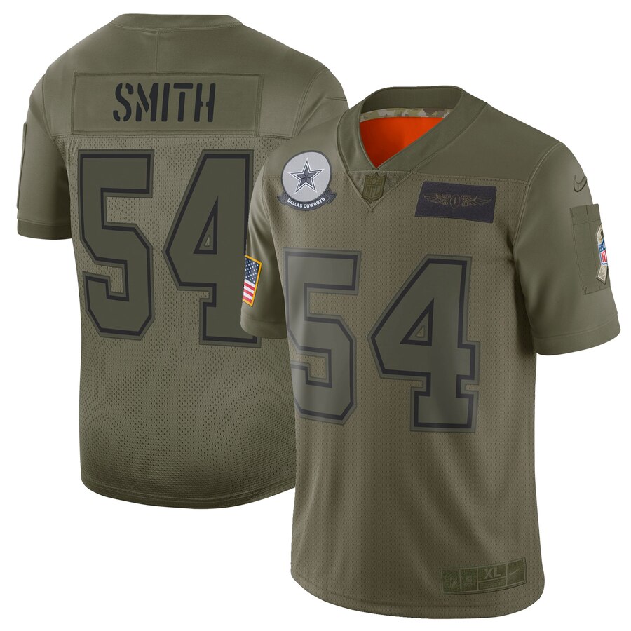 Dallas Cowboys #54 Jaylon Smith 2019 Camo Salute To Service Limited Stitched Jersey.