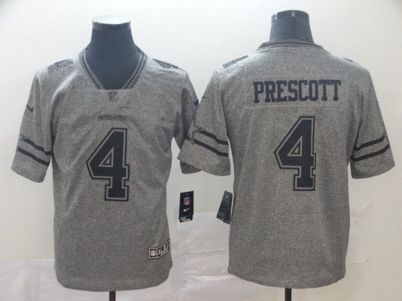 Dallas Cowboys #4 Dak Prescott Grey Stitched Jersey