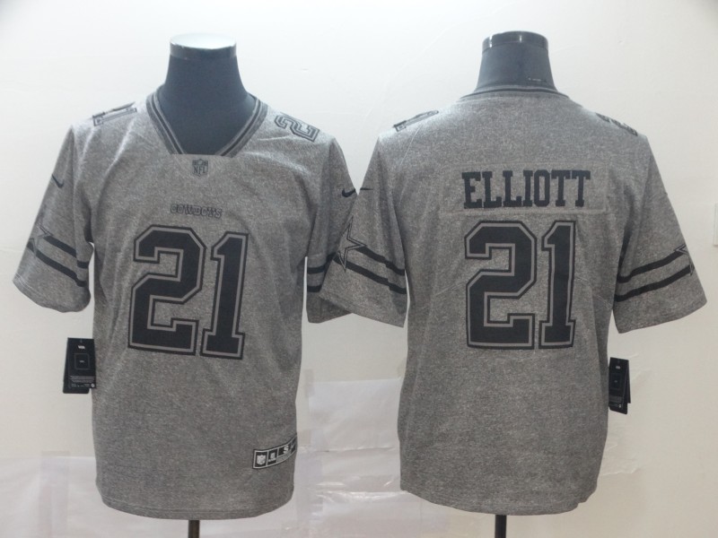 Dallas Cowboys #21 Ezekiel Elliott Grey Stitched Jersey