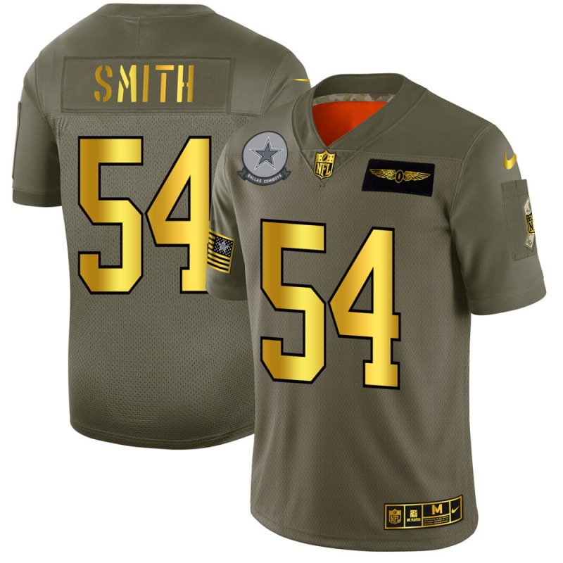 Dallas Cowboys #54 Jaylon Smith 2019 Olive Gold Salute To Service Limited Stitched Jersey