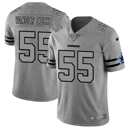 Dallas Cowboys #55 Leighton Vander Esch 2019 Gray Gridiron Team Logo Stitched Jersey