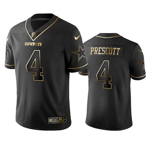 Dallas Cowboys #4 Dak Prescott Black 2019 Golden Edition Stitched Jersey