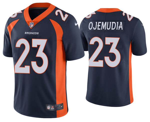 Denver Broncos #23 Michael Ojemudia Navy Vapor Untouchable Limited Stitched Jersey