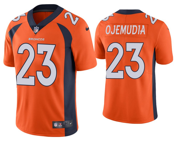 Denver Broncos #23 Michael Ojemudia Orange Vapor Untouchable Limited Stitched Jersey