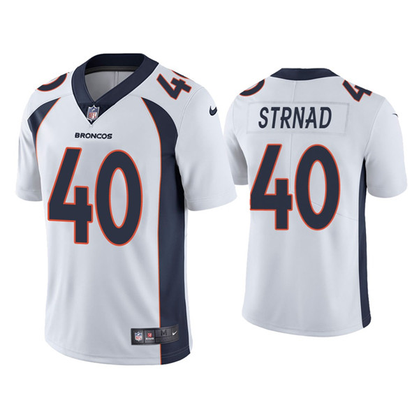 Denver Broncos #40 Justin Strnad White Vapor Untouchable Limited Stitched Jersey