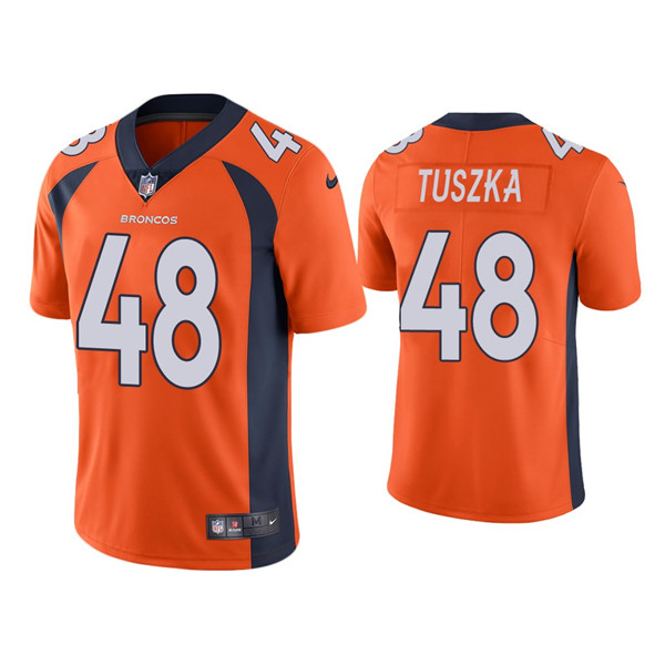 Denver Broncos #48 Derrek Tuszka Orange Vapor Untouchable Limited Stitched Jersey